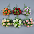 Factory Outlet Small Silk Artificial Flower Bouquets 10 Heads Fake Rose Eucalyptus Leaf Floral for Home Office Mother's Day