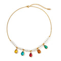Hot Selling Teardrop Charm Pearl Pendants Stainless Steel Necklace for Women