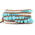 Silver and Turquoise Beaded for Bracelet for Ladies Multilayer Ethnic Jewelry Classic Style for Wedding Anniversary or Gift