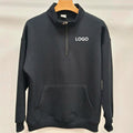 Custom Unisex Zipper Hoodie Jacket Loose Fit Fleece Cotton Hooded Hoodies Blank 1/4 Zip up Drop Shoulder Winter Workwear Hoodies
