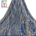 Luxury Wedding Beaded Sequin Mesh Lace Fabric African High Density Tulle Bridal Beads Net Lace Fabric for Dresses Women