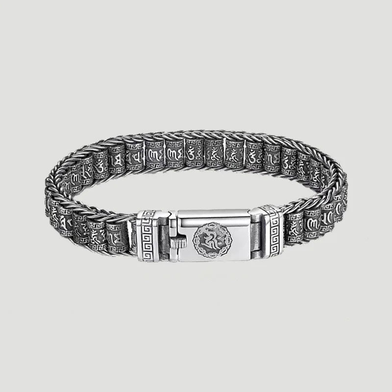 Vintage Roller Sixcharacter Proverbs Bracelet Om Mani Padme Hum Spinner Bracelet for Men