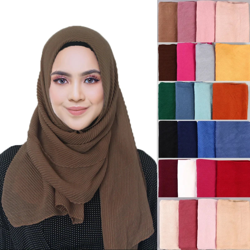 New Fashion Twill Embossed Wrinkled Hijabs Cotton and Linen Headscarves Ladies Hijabs Factory Wholesale Hijabs