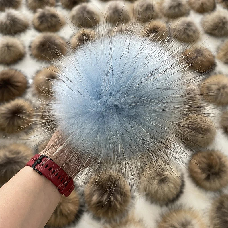 DIY Keychain Pompoms Charm Multicolor Raccoon Fur Animal Fur Style
