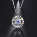 2021 Star of David Pendant Vintage Hebrew Necklace Religious Blue Stone Necklace for Men and Women Stainless Steel Jewelry Gifts