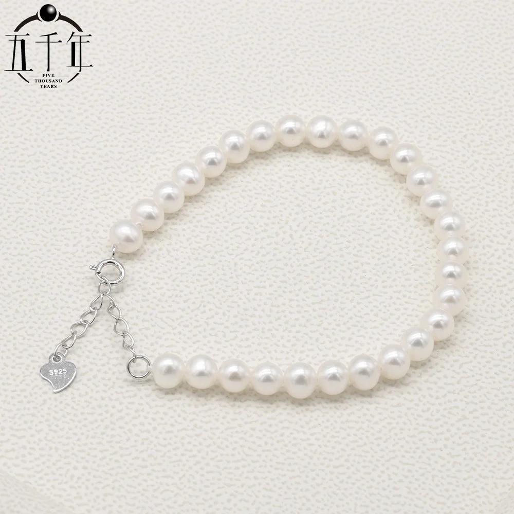 B242 5-6mm Natural Pearl Bracelet Minimalist Jewelry Handmade Bead Bracelet with S925 Clasp