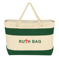Ruthbag Women's Large Canvas Tote Bag Cotton Rope Handles Zipper Closure Letter Pattern for Cosmetics Cruising Daily Party Use