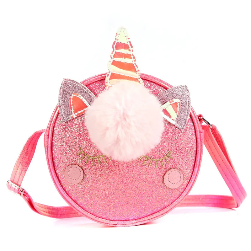 Kids Purses GIrls Kids Wallet Unicorn Leather Sequins Plush Purse for Girls Children Mini Shoulder Bags Crossbody Bags