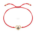 Gold Plated Cubic Zirconia Cz Heart Evils Eyes Rope  Hollow Heart Eyes Rope Chain Adjustable