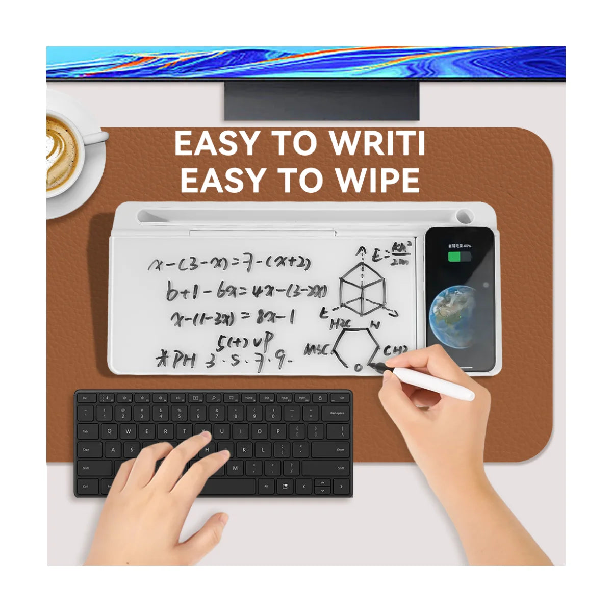 Dry Erase Desktop Whiteboard Office Desk Charging Station White Board Desktop Whiteboard with Storage