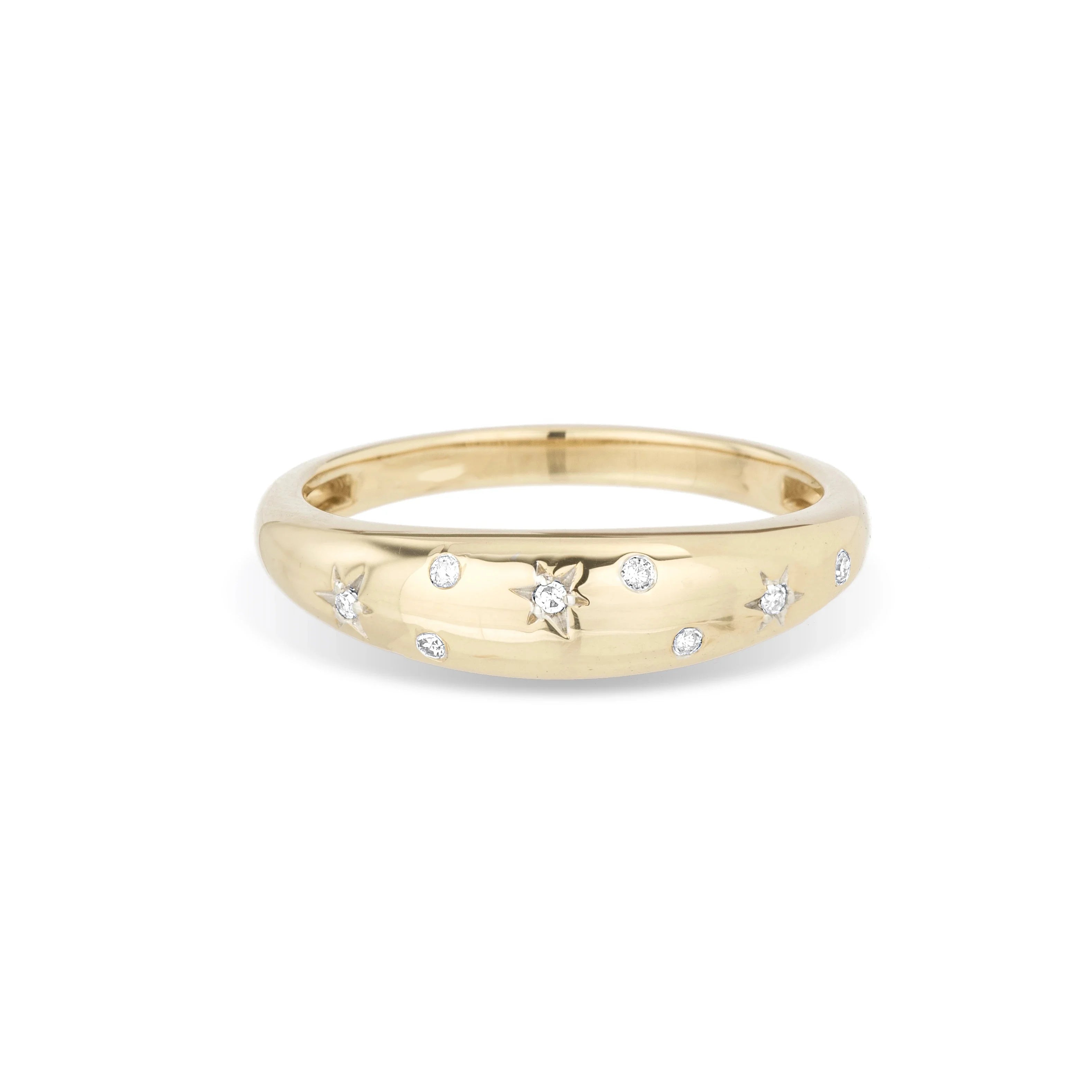 LOZRUNVE Celestial Diamonds Starburst Small Half Dome Ring Sterling Silver 925