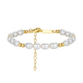 RINNTIN GPB36 Elegant Gold Beads with Cultured Freshwater Pearl 925 Sterling Silver Bracelet Jewelry Factory Wholesale