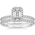 OAHLAN 2CT 925 Sterling Silver Bridal Ring Sets Emerald Cut CZ Engagement Rings Vintage Promise Rings Wedding Bands for Women