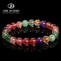 JD Classic Semi-precious Fashion Elegant Stretch Unisex Bracelet Yoga Energy Wristband Natural Tourmaline Strawberry Quartz