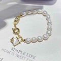 New Butterfly Lock Baroque Pearl Bracelet 8mm Natural Freshwater Pearl Love Lock Jewelry Gold Plated AAA Grade Trendy for Women