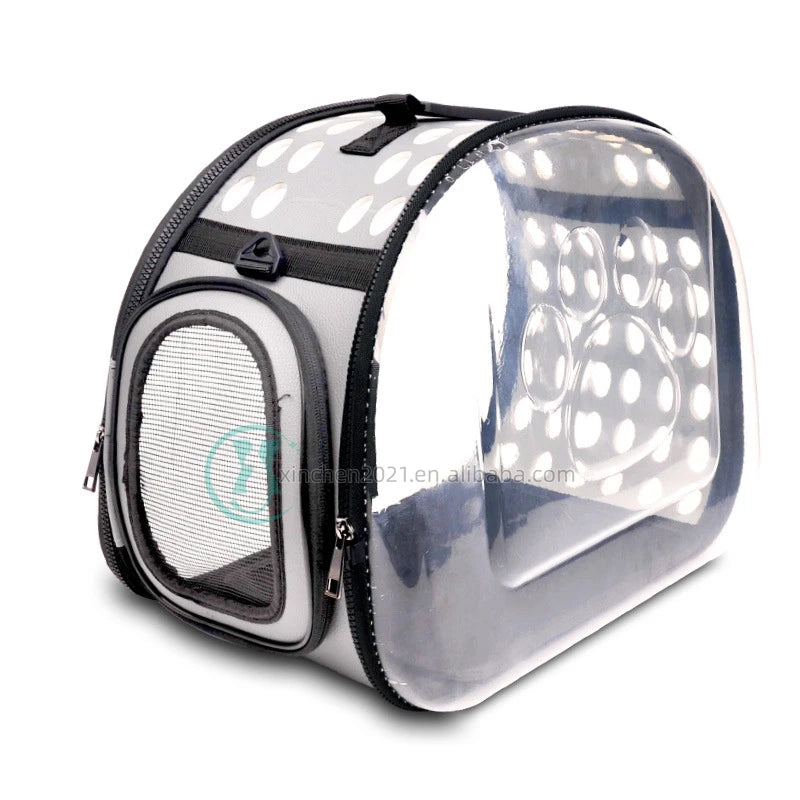 Luxury Large Single Shoulder Mesh Pet Carrier Portable Breathable Transparent Travel Outdoor Bag Printed for Cat Dog Carrying