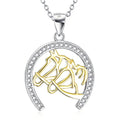 Fine Jewelry 925 Sterling Silver Gold Plated Horseshoe Horse Head Pendant Necklace for Women