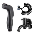 Hongdec Black Modern Brass Bathroom Washer Mop Pool Faucet Toilet Spray Gun PU Pipe Pressurized Shower Set Wall-Mounted
