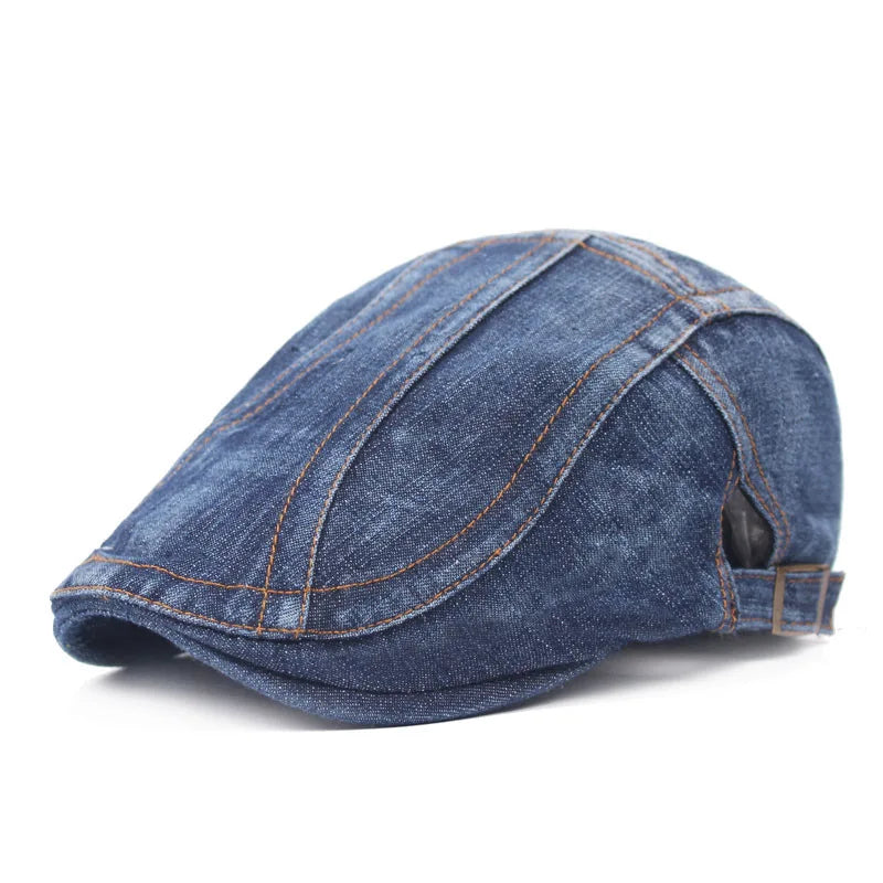 Denim Retro Flip Beret Men's Duck Bucket Tongue Hat Retro Casual Wholesale Spring and Autumn Style Forward Hat