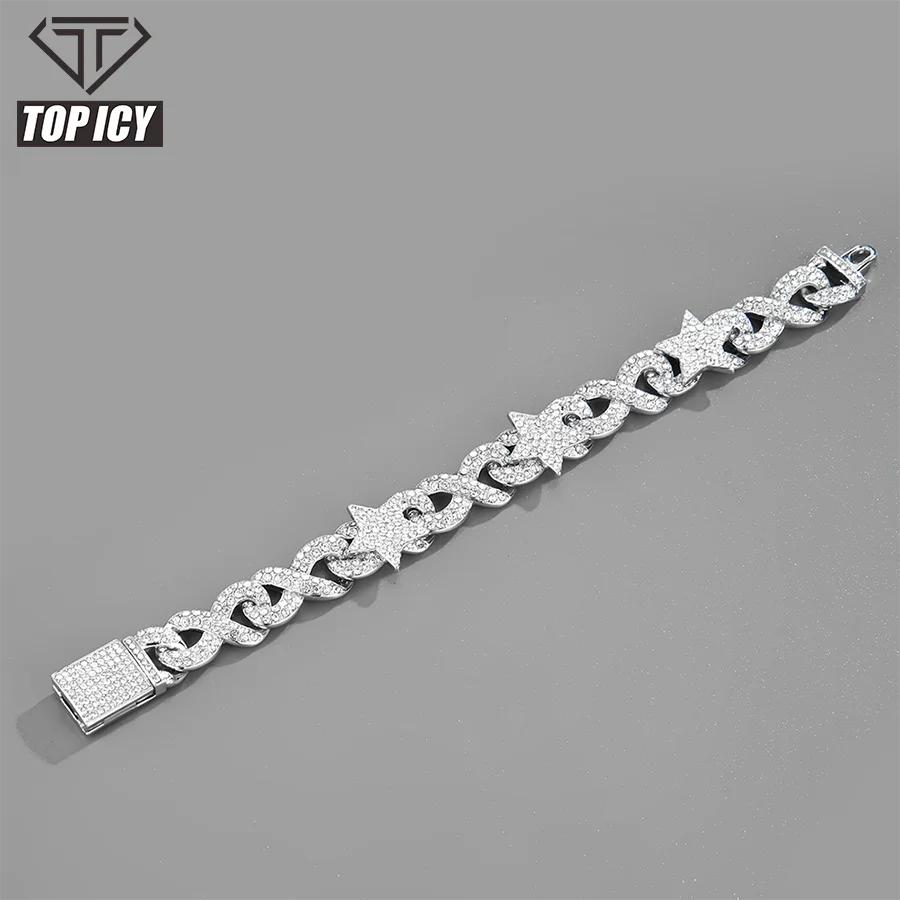 Hip Hop Chain Link Jewelry Gold Sliver Plated Fashion Star Eight-character Chain Necklace Mens Cuban Chain