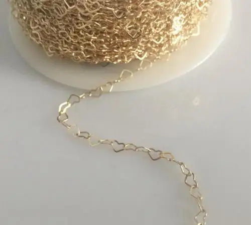 Bulk Wholesale 14k Gold Filled Heart Chain for Jewelry Making 3.9x3mm 1m/Bag 1563463