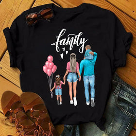 Wholesale Mom & Me Mother Mama Women Printing Graphic T Shirt Cartoon Female Children Family Tops Girl Casual Basis Tees Shirt