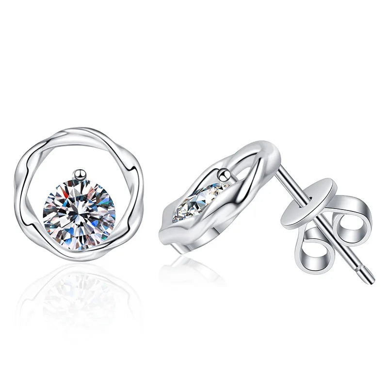 Factory Wholesale 925 Sterling Silver Mobius Moissanite Stud Earrings D Color 5mm 0.5 Carat for Women