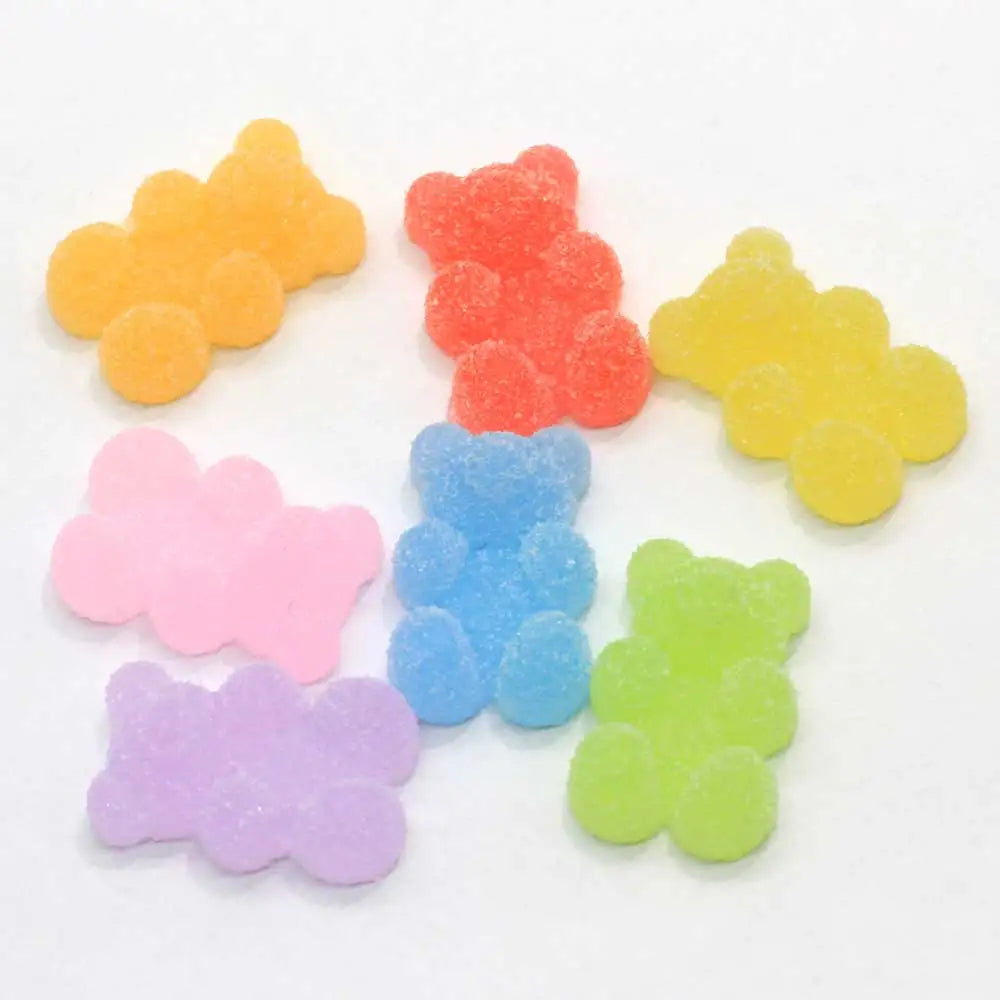 Kawaii Simulation Soft Rubber Little Bear Fudge Gummy Bear Flatback Resin Cabochons for Headwear Earrings Pendants Accessories