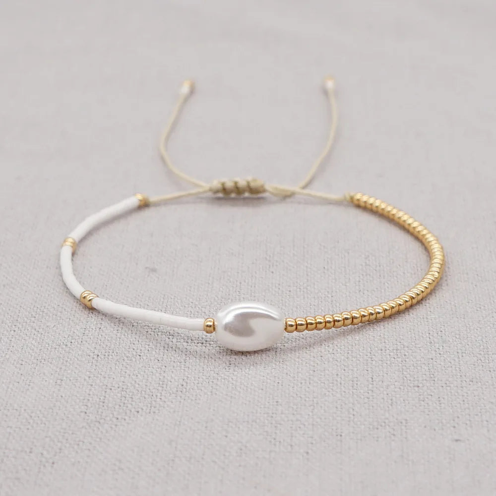 New Arrival National Style Imitation Pearl Bracelet  Handmade Miyuki Seed Beads Bracelet for Woman