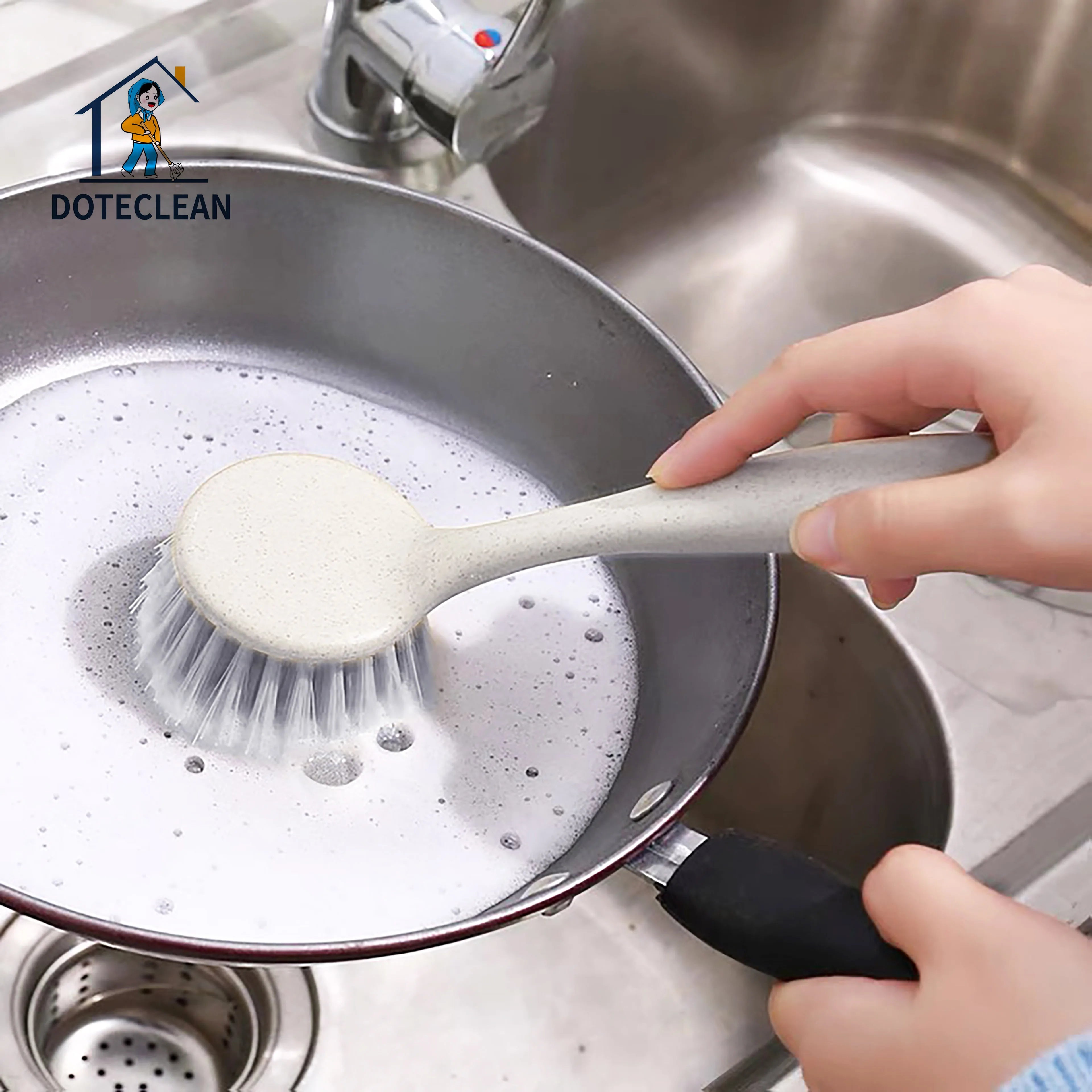 Portable Handle Eco-friendly PP Material Kitchen Cleaning Brush Small New Design Plate Pot Dish Washing Brush