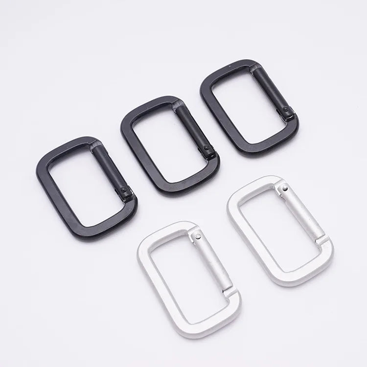 53*34mm Square Carabiner Hook Aluminum Carabiner Keychain Wholesale Full Black Rectangle Carabiner Hoook for Bag Bottle Buckle