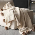 2026 New Design Home Textiles Soft Fluffy Chenille Blankets Bohemian Moroccan Travel Pom Pom Throw Blanket