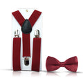 Kids Elastic Suspenders Bow Tie Set Matching Tuxedo Suit Unisex Boy Girl Bowtie Wedding Costume Adjustable Y-Back Brace Belt