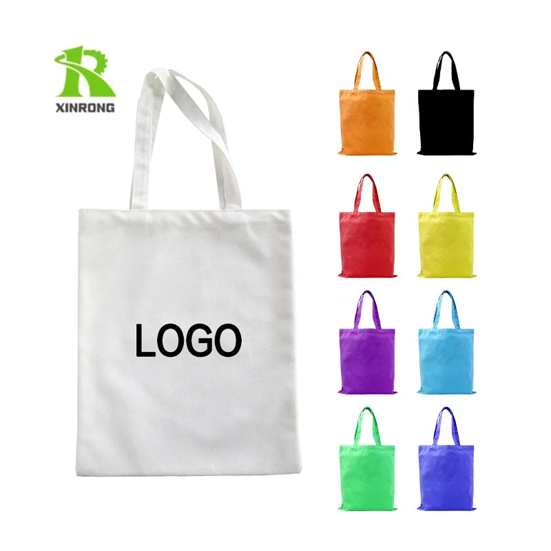 Logo Printed Eco Friendly Large Plain Reusable Organic Shopping Tote Bag Cotton Canvas Bag