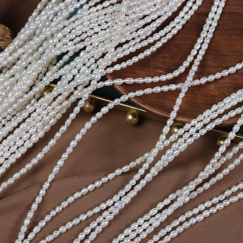 3-3.5mm textured rice pearl natural freshwater pearl for jewelry making handmade jewelry material