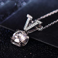 CAOSHI Letter Jewelry Classical Diamond Inlaid Letter V and Super Large Round Bright Zircon Modern Pendant Necklaces CZ Women