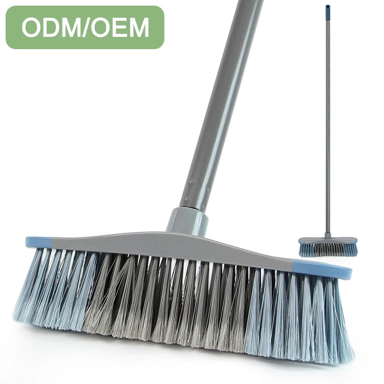Portable Heavy-Duty Push Broom with Plastic Broom Head Effective Pet Hair Remover for Deep Cleaning