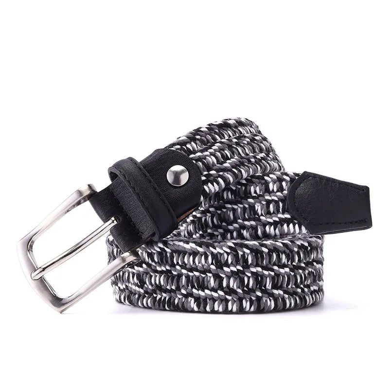 Unisex Hipster Fashion Canvas Webbing Belt New Woven Elastic with Multiple Options Alloy Buckle Decorative Belt