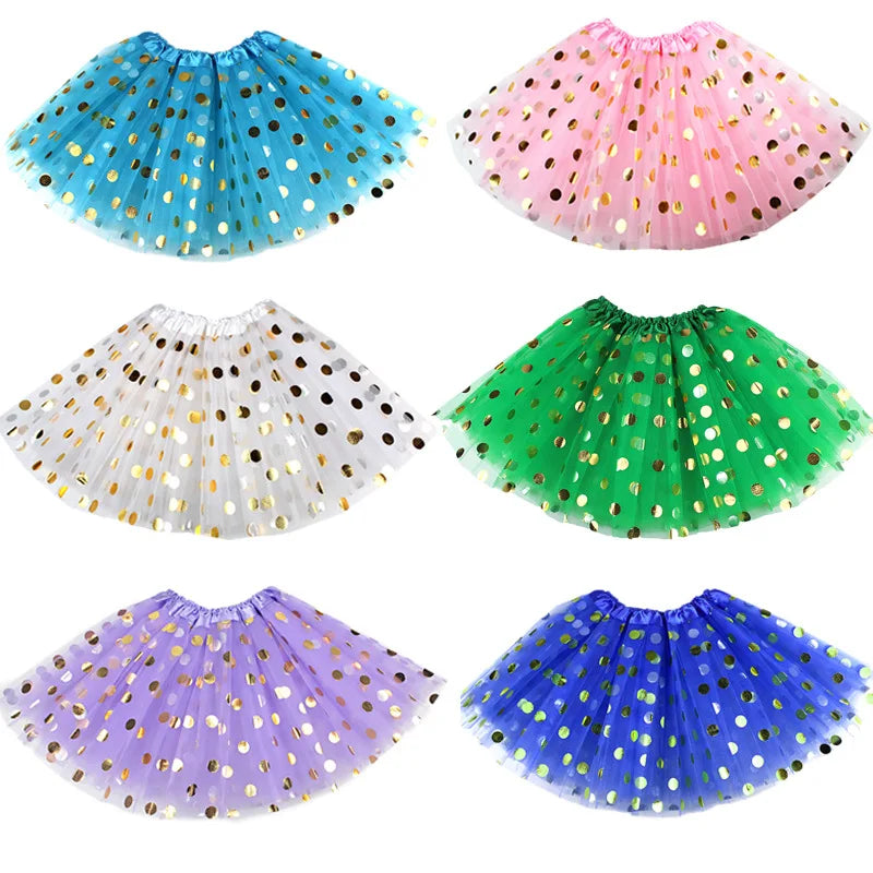Hot Sale Princess Girls Tutu Skirt Dress Cheap Tulle Skirt with Gold Stamping Sequins and LED Light Free Size for Children