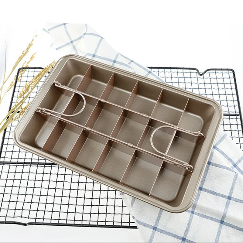 Food Grade Nordic Custom Carbon Steel Removable 18 Cavity Big Baking Non Stick Bread Brownies Cake Pan