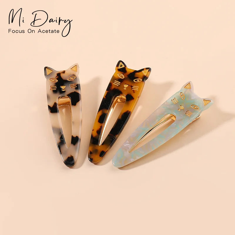 MiDairy Hot Sale Hair Clips Cut Cat Fashion Acetate Hairgrip Accessories for Women Barrette Hairclip Hairpin220388
