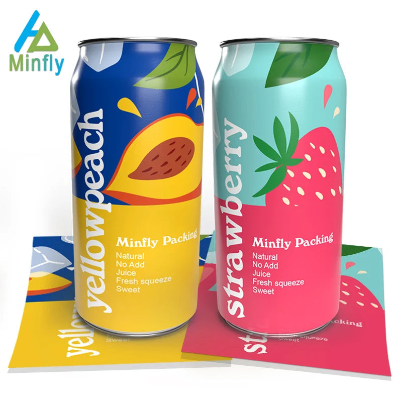 Minfly Digital Design Printing Heat PVC PET Wrap Shrink Sleeve Label Roll Beer Cans/Juice Bottle Shrink Label