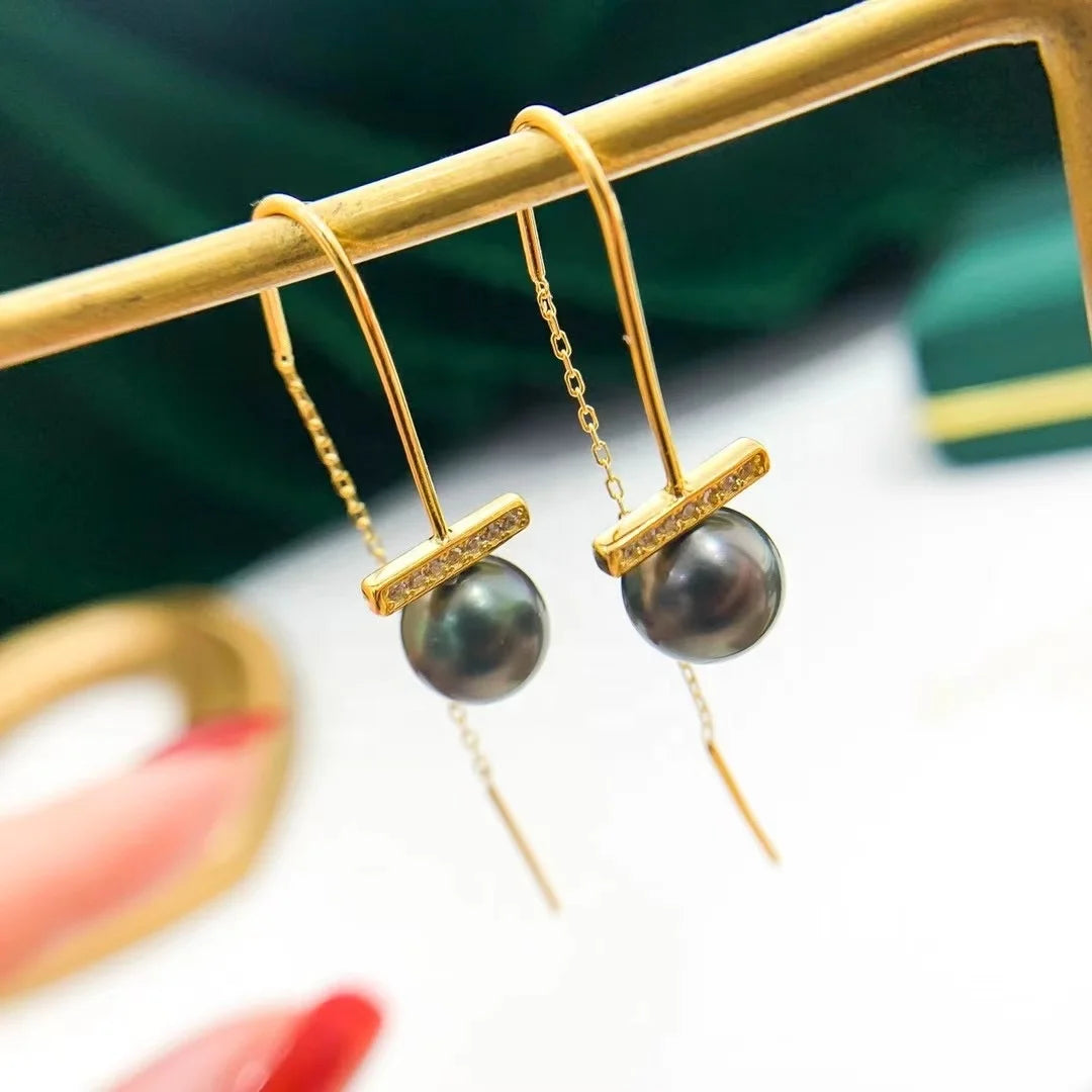 E467 8-9mm DIY Natural  Freshwater Pearl Charm Earrings Mounting Accessory 925 Sterling Silver Gold Plated  Jewelry for Women
