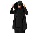 Cotton Hooded Coat Cloak Cape Round Neck Cardigan Long Sleeve Casual Outdoor Mens Coat