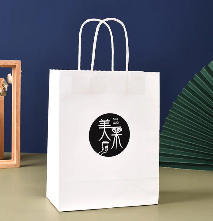 White Brown Kraft Paper Bags With Your Own Logo Shopping Bag With Logo Paper Kraft Coffee Bag Custom Paper Bags With Handles