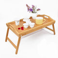 Bamboo Serving Tray With Feet Breakfast Plate Folding Dinner Plate Lazy Bed Computer Table Folding Snack Storage Tray