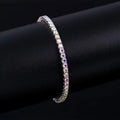 Colorful Moissanite Tennis Bracelet 3mm Rainbow Color 925 Sterling Silver Tennis Chain White Gold Plated with GRA Cert
