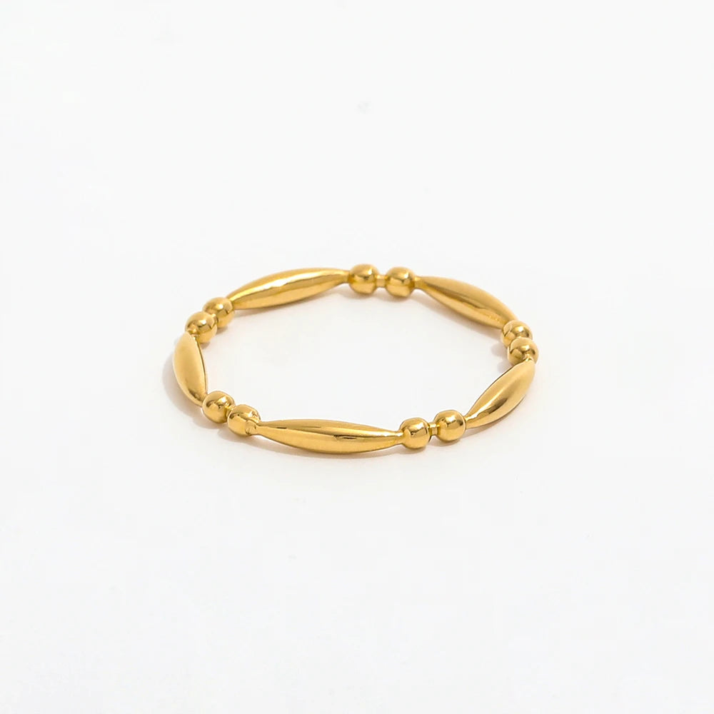 High End 18K PVD Gold Plated Round Beads and Oval Beads Stainless Steel Jewelry Women Gift