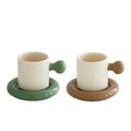 SOLHUI Custom Unique Coffee Mug Nordic Ceramic Mug with Ball Shape Handle and Tray