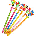Cartoon Animal Pencil with Spring Pinwheel Creative Wooden Novel School Stationery Wholesale Colorful Lead